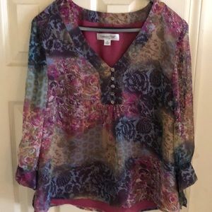 Coldwater Creek tie sleeve silk blouse, size M